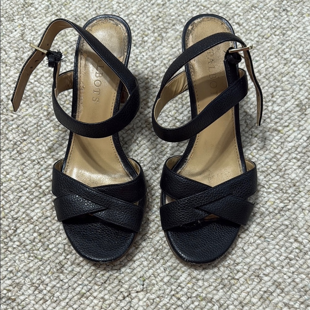 Talbots Black Sandals with Elegant Twisted Straps